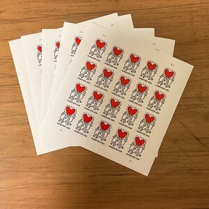 5 sheets Keith Haring  Postage Stamps - Red and White